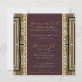 タイムレスエレガンス金ゴールドデコ80th誕生日スクエア 招待状 (裏面)