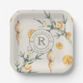 タイムレスエレガンス：シックなモノグラムのクリスマス ペーパープレート (正面)