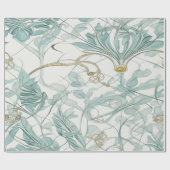 タイムレスエレガンス:ヴィンテージブルーとベージュパターン ラッピングペーパー (フラット)