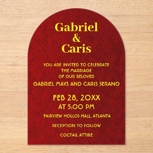 タイムレスエレガントかつ洗練さ結婚れた アクリル招待状 (正面)