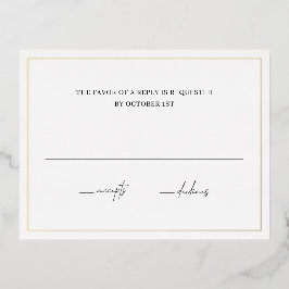 タイムレスエレガントなウェディングフォイルRSVPカード 箔招待状ポストカード