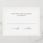 タイムレスエレガントなウェディングフォイルRSVPカード 箔招待状ポストカード (正面)