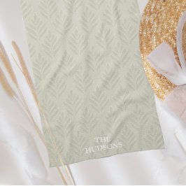 タイムレスエレガントオリーブグリーンボタニカルカスタム キッチンタオル