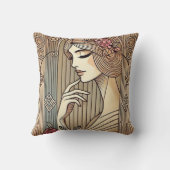 タイムレスエレガントグレースフルレディヴィンテージプリント クッション (裏面)