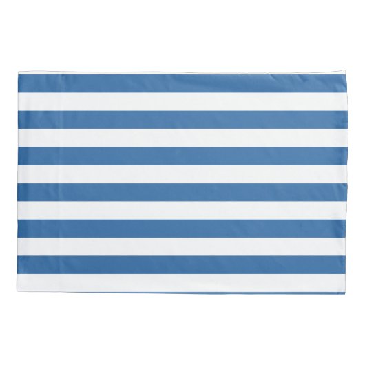 タイムレスエレガントコースタルブルーと白ストライプの色 枕カバー (裏面-左)