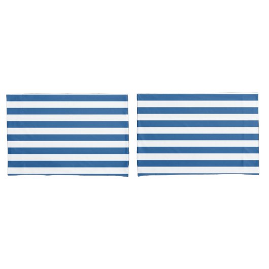 タイムレスエレガントコースタルブルーと白ストライプの色 枕カバー (フロントセット)