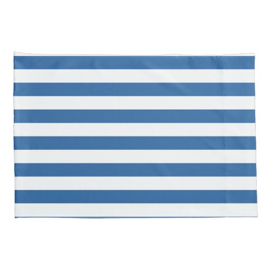 タイムレスエレガントコースタルブルーと白ストライプの色 枕カバー (裏面-右)