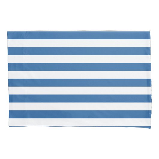 タイムレスエレガントコースタルブルーと白ストライプの色 枕カバー (正面左)