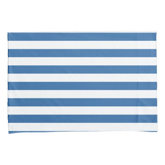 タイムレスエレガントコースタルブルーと白ストライプの色 枕カバー (正面右)