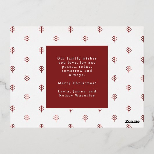 タイムレスエレガントスクリプトメリークリスマスフォト 箔シーズンポストカード (裏面)