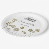 タイムレスエレガントソフト金ゴールドフローラミニマリズム紙 ペーパープレート (アングル)
