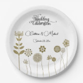 タイムレスエレガントソフト金ゴールドフローラミニマリズム紙 ペーパープレート (正面)