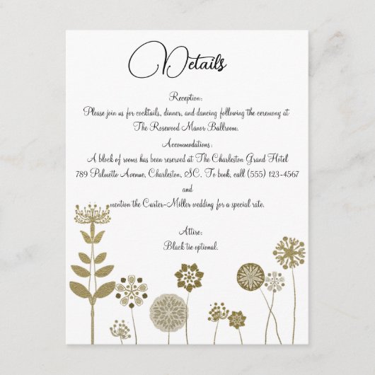 タイムレスエレガントソフト金ゴールドフローラミニマリズム エンクロージャーカード (正面)