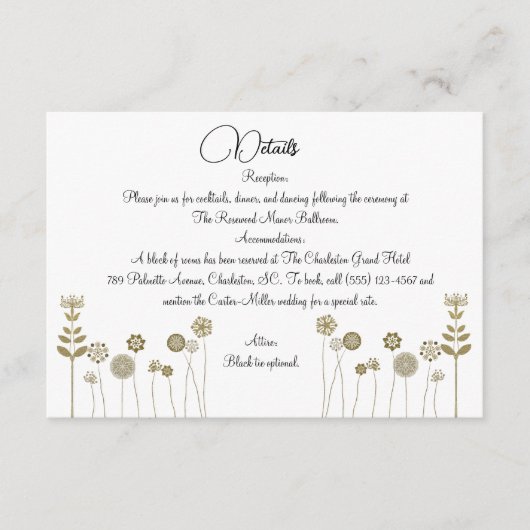 タイムレスエレガントソフト金ゴールドフローラミニマリズム エンクロージャーカード (正面)