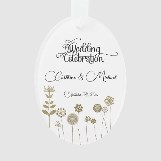 タイムレスエレガントソフト金ゴールドフローラミニマリズム オーナメント (正面)