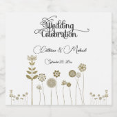 タイムレスエレガントソフト金ゴールドフローラミニマリズム スパークリングワインラベル (シングルラベル)