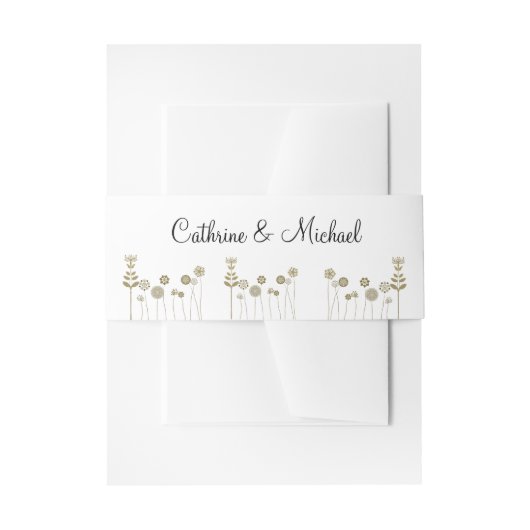 タイムレスエレガントソフト金ゴールドフローラミニマリズム 招待状ベリーバンド (正面例)