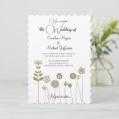 タイムレスエレガントソフト金ゴールドフローラミニマリズム 招待状 (スタンド正面)