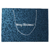 タイムレスエレガントブルーフローラビクトリアンクリスマス ラージペーパーバッグ (裏面)