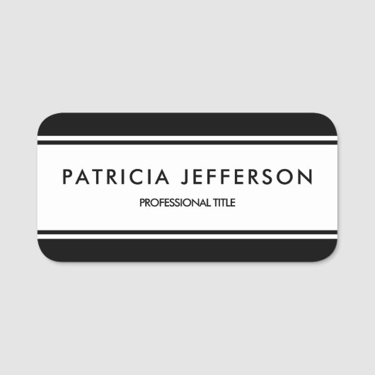 タイムレスエレガントモノクロクラシック：白黒 名札 (正面)