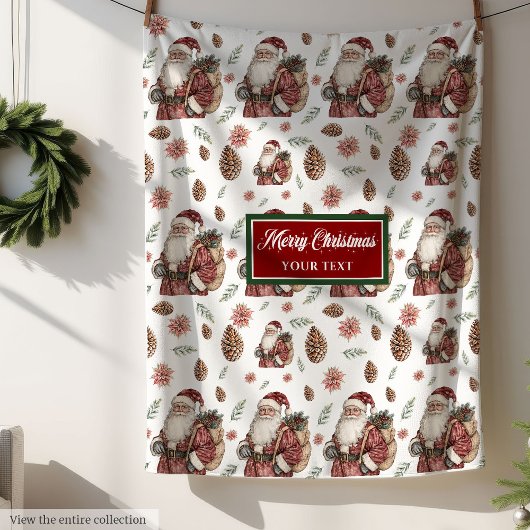 タイムレスクラシックの赤い緑の毛布あなたの名前 フリースブランケット