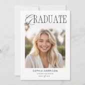タイムレスクラシックタイポグラフィ写真の卒業 招待状 (正面)