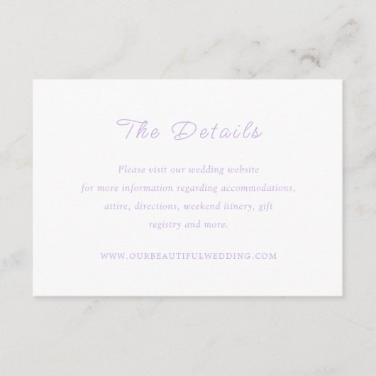 タイムレスクラシック薄紫結婚ズ エンクロージャーカード (正面)