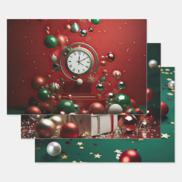 タイムレスクリスマス装飾時計 ラッピングペーパーシート