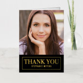 タイムレスグリッドフォイル写真卒業サンキューカード 箔グリーティングカード (正面)