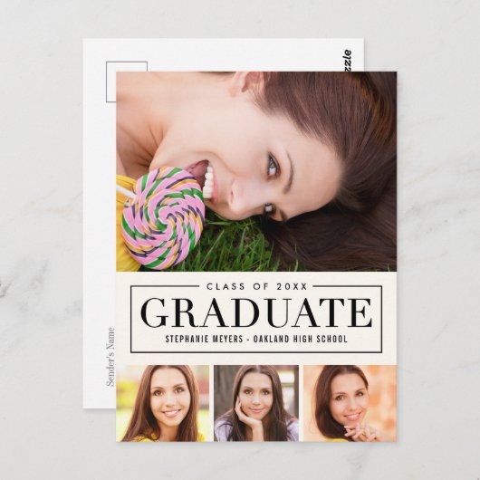 タイムレスグリッド編集可能なカラーのグラデーション ポストカード (正面/裏面)