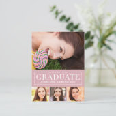 タイムレスグリッド編集可能カラー卒業はがき ポストカード (スタンド正面)