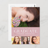 タイムレスグリッド編集可能カラー卒業はがき ポストカード (正面/裏面)