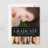 タイムレスグリッド編集可能カラー卒業はがき ポストカード (正面/裏面)