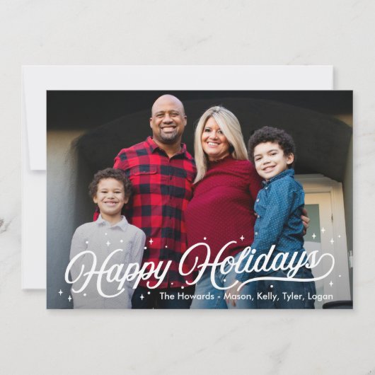 タイムレスグローハッピーホリデーズ編集可能カラーカード シーズンカード (正面)