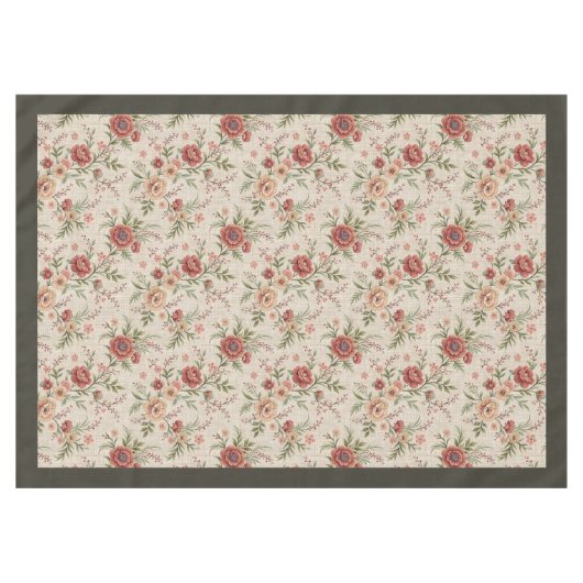 タイムレスコテージスタイルフェードフローラエレガンス テーブルクロス (正面(横))