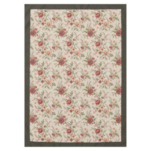 タイムレスコテージスタイルフェードフローラエレガンス テーブルクロス (正面)