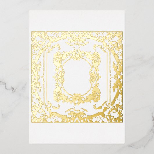タイムレスゴールデンバロック空白の枠 箔招待状 (正面)