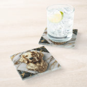 タイムレスゴールデンレトリエバーマーブルエレガンス ガラスコースター (アングル)