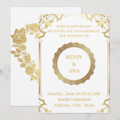 タイムレスゴールドの結婚式招待状 | オーダーメイド 招待状 (正面/裏面)