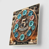 タイムレスサークル5周年記念フローラデザイン スクエア壁時計 (傾斜)