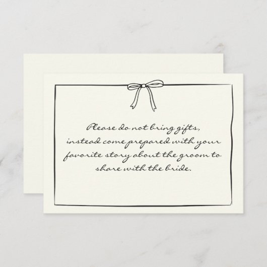 タイムレスシックコケットボウブライダルシャワーブランチ エンクロージャーカード (正面/裏面)