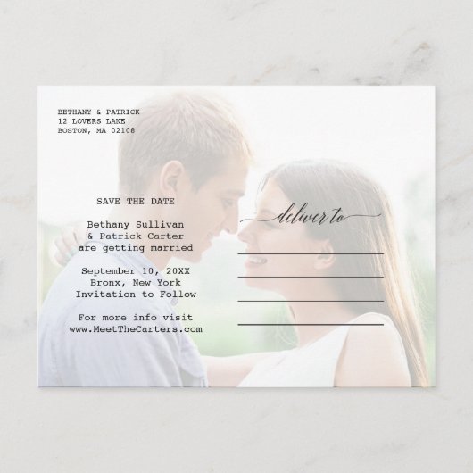 タイムレスシック日付写真の発表を保存 案内ポストカード (裏面)