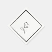 タイムレスシンプルハンド描画イニシャルスケッチ結婚の スタンダードカクテルナプキン (角)