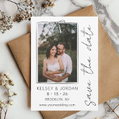 タイムレスシンプルモダンボウ手書きお洒落 セーブザデート