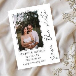 タイムレスシンプルモダンボウ手書きお洒落 セーブザデート