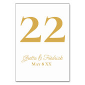 タイムレスシンプル金ゴールドエレガンス結婚スクリプト テーブルナンバー (裏面)