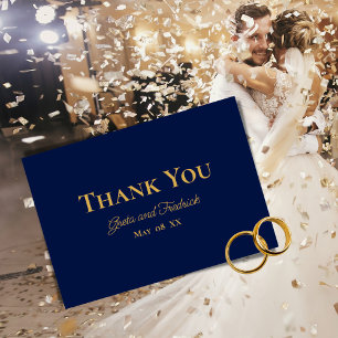 タイムレスシンプル金ゴールドミニマリスト海軍ブルー結婚ズ サンキューカード