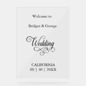 タイムレススクリプト白黒結婚の歓迎 アクリルサイン (正面)