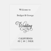 タイムレススクリプト白黒結婚の歓迎 アクリルサイン (正面)