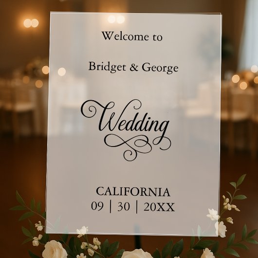 タイムレススクリプト白黒結婚の歓迎 アクリルサイン